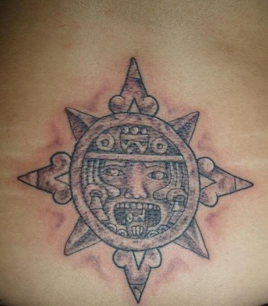 tatoos for men. Sun Aztec Dog Tattoo Design