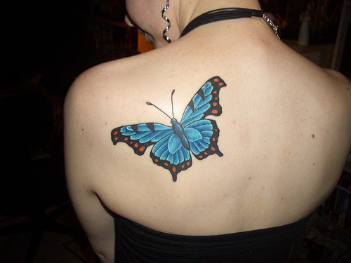 girl shoulder tattoos. Butterfly Shoulder Tattoo