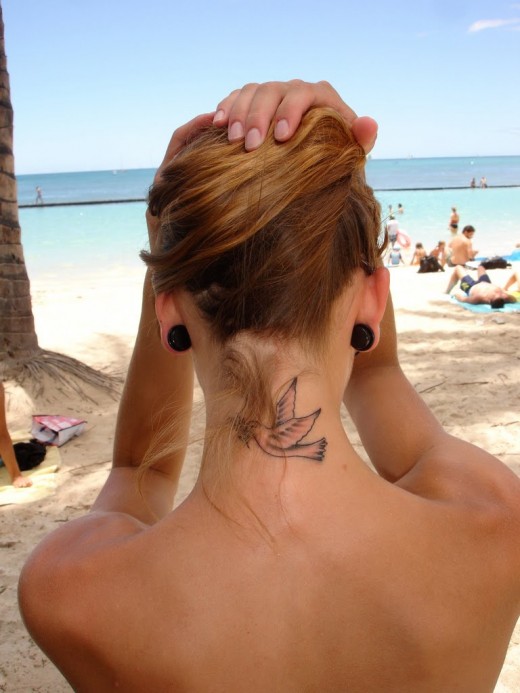 stars tattoos designs on neck. Dove Neck Tattoo Design