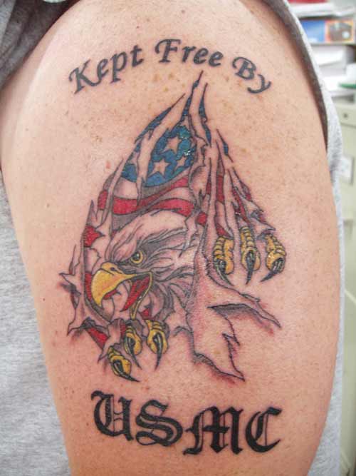 full back tattoos women. Flag Tattoo on Arm