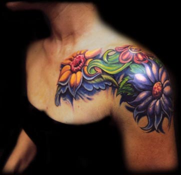 tattoo designs chest. Flowers Chest Tattoo