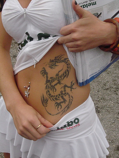 girl with dragon tattoo hairstyle. Girl Tribal Dragon Tattoo