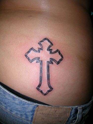 cross tattoos on back of neck. on neck. cross tattoos for
