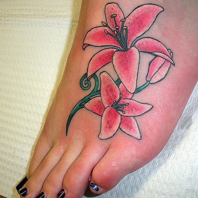 tattoos of lilies on feet. Lily Flower Tattoo for Feet