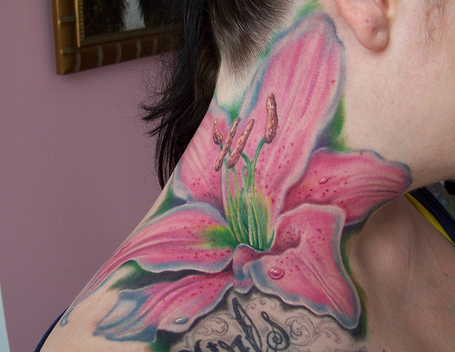 pictures of flower tattoos. Lily Flower Tattoo for young