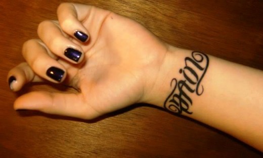 name design tattoos for girls. Awesome Inner Wrist Tattoo Design for Girls 2011