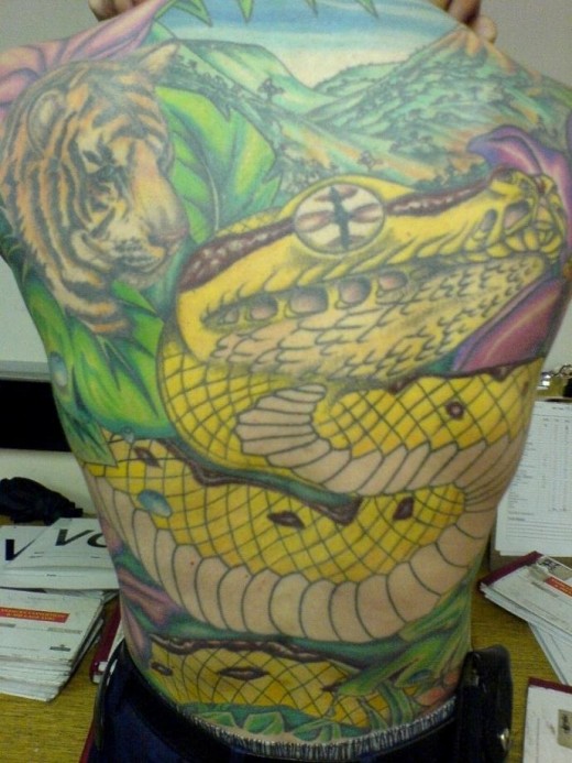 Colorful Reptile Tattoo Design tattoos designs for men on back. Colorful Reptile Tattoo Design
