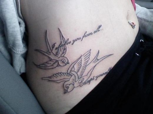 Girl Sparrow Birds Tattoo