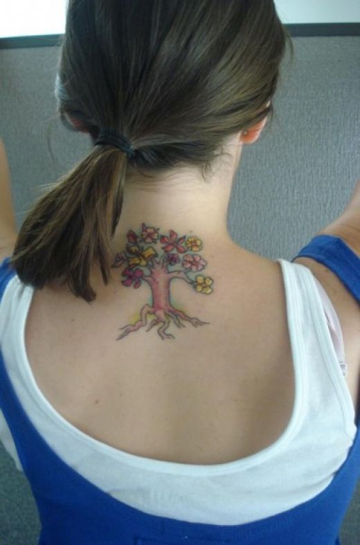 Tattoos On The Neck For Girls. Girls Tree Tattoo Designs For