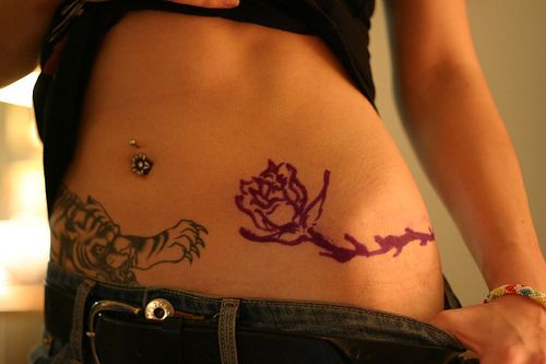 star tattoos for women on stomach. Star Lower Stomach Girls Tattoo Design for 2011