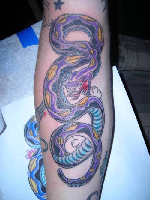 snake tattoo design. Purple Snake Reptile Tattoo