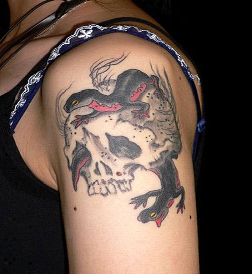 girl skull tattoos. Skull Scary Tattoo Design for