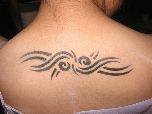 upper back tattoos for women. Women Upper Back Tribal Tattoo