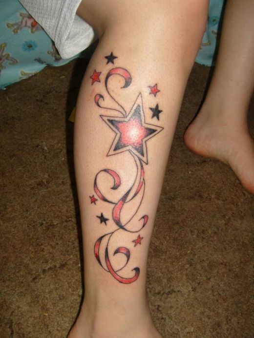 Awesome Tattoo Design on Leg Awesome Tattoo Design on Leg