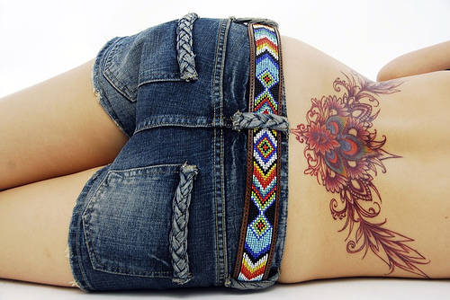 tattoos for girls on back. Girls Lower Back Tribal Tattoo