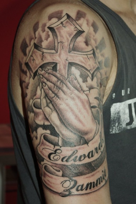 Tattoo Design Men. Praying Hands Tattoo Design
