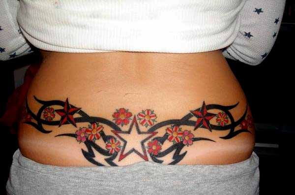 star tattoo designs on back. You are here: Home » Star Lower Back Tattoo Design for Female 2011