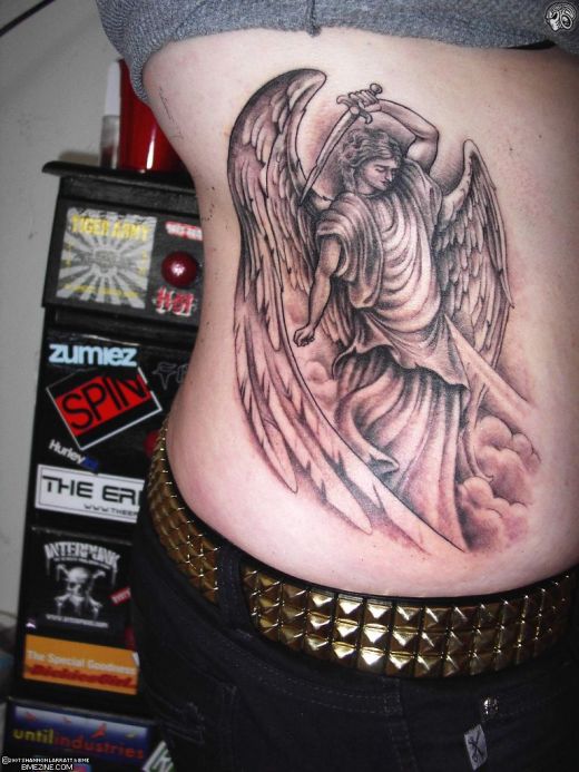 womens tattoo designs. Women Angel Side Tattoo Design