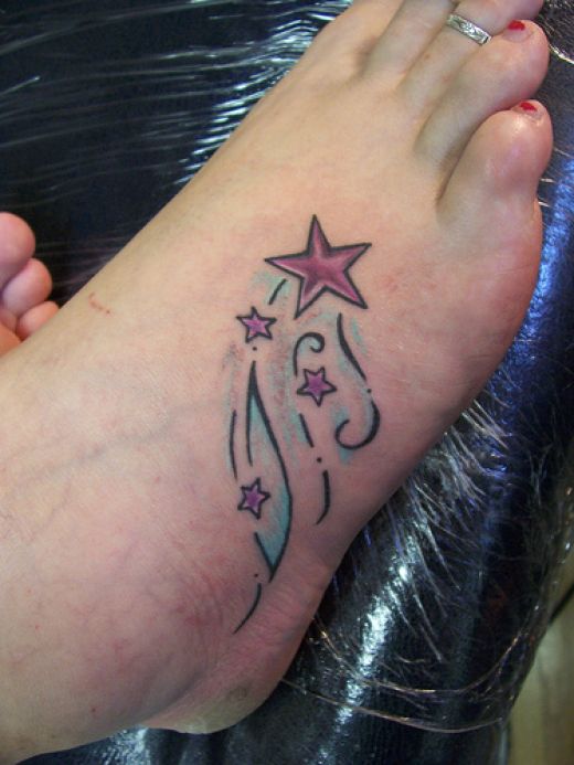 tattos on foot. Elegant Star Foot Tattoo Design for Girls 2011