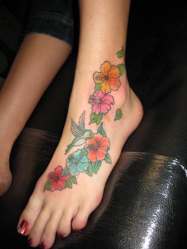 flower tattoos on foot for girls. You are here: Home » Flower Feet Tattoo Picture for College Girls