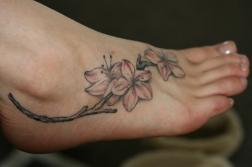 Flower Foot Tattoo Design for Younger Girls