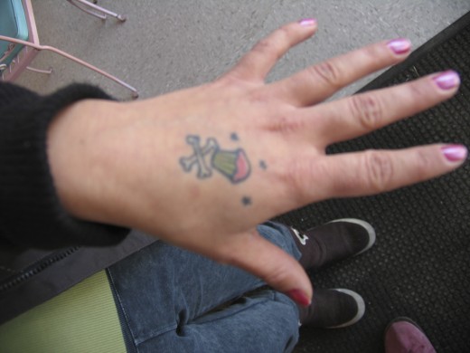 Ice Cream Cup Tattoo Design on Hand for Women Ice Cream Cup Tattoo Design on Hand for Women