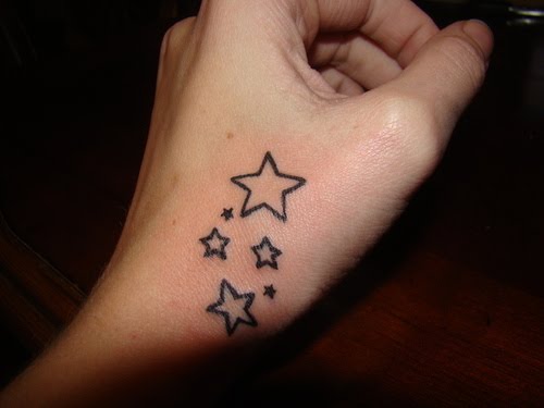 hand tattoo designs. Stars Hand Tattoo Design for