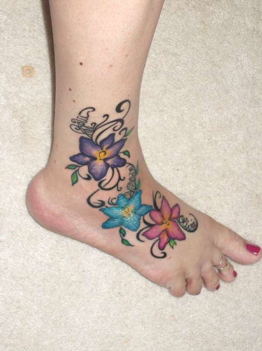 Flower Foot Tattoos for Women