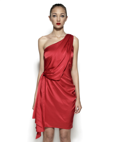 one shoulder silk