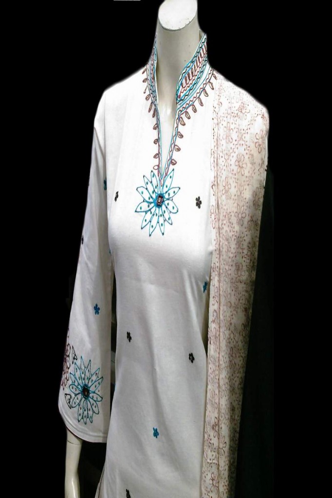 white salwar suit material