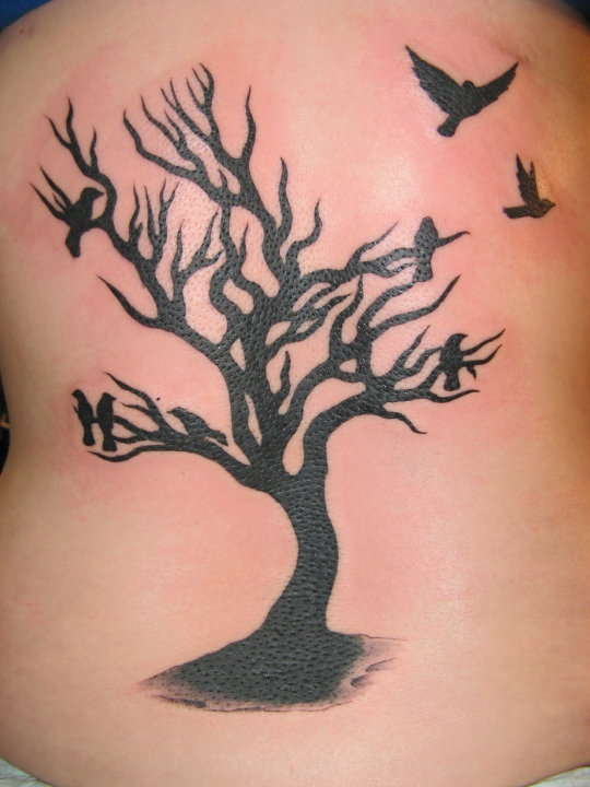 Gorgeous Back Tree Tattoo Design for Women 2011 